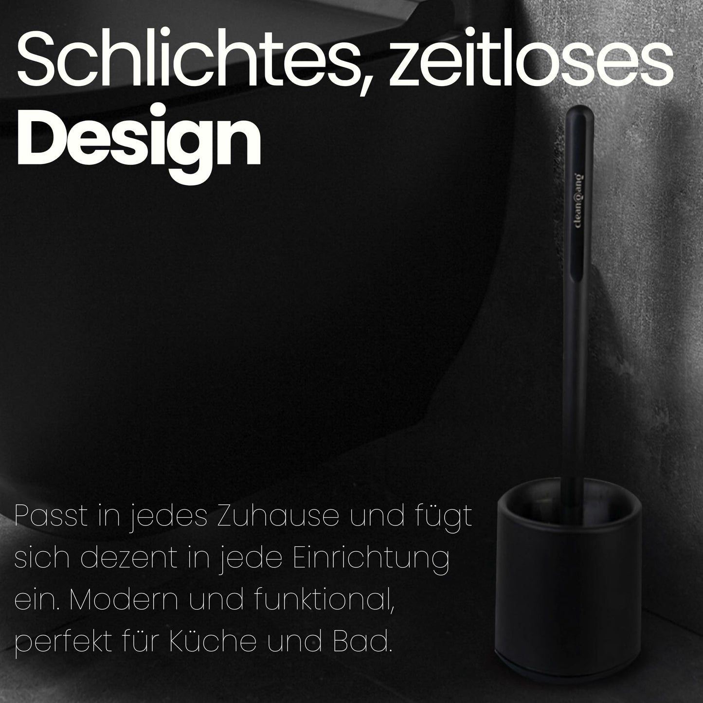 Cleangang® Toilettenbürste Schwarz Silikon mit Klobürstenhalter Set