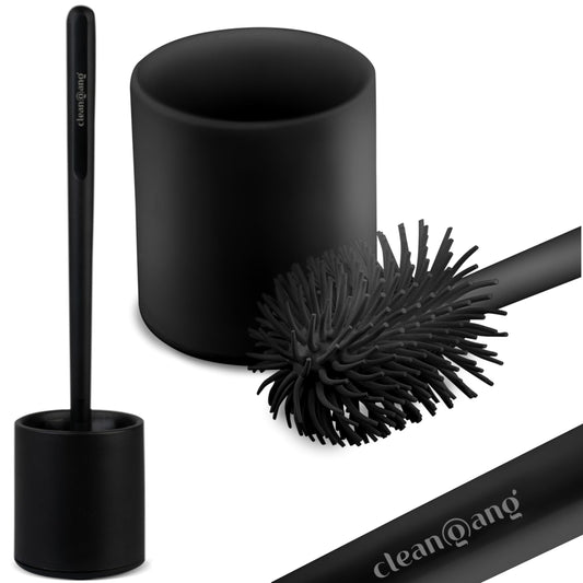 Cleangang® Toilettenbürste Schwarz Silikon mit Klobürstenhalter Set