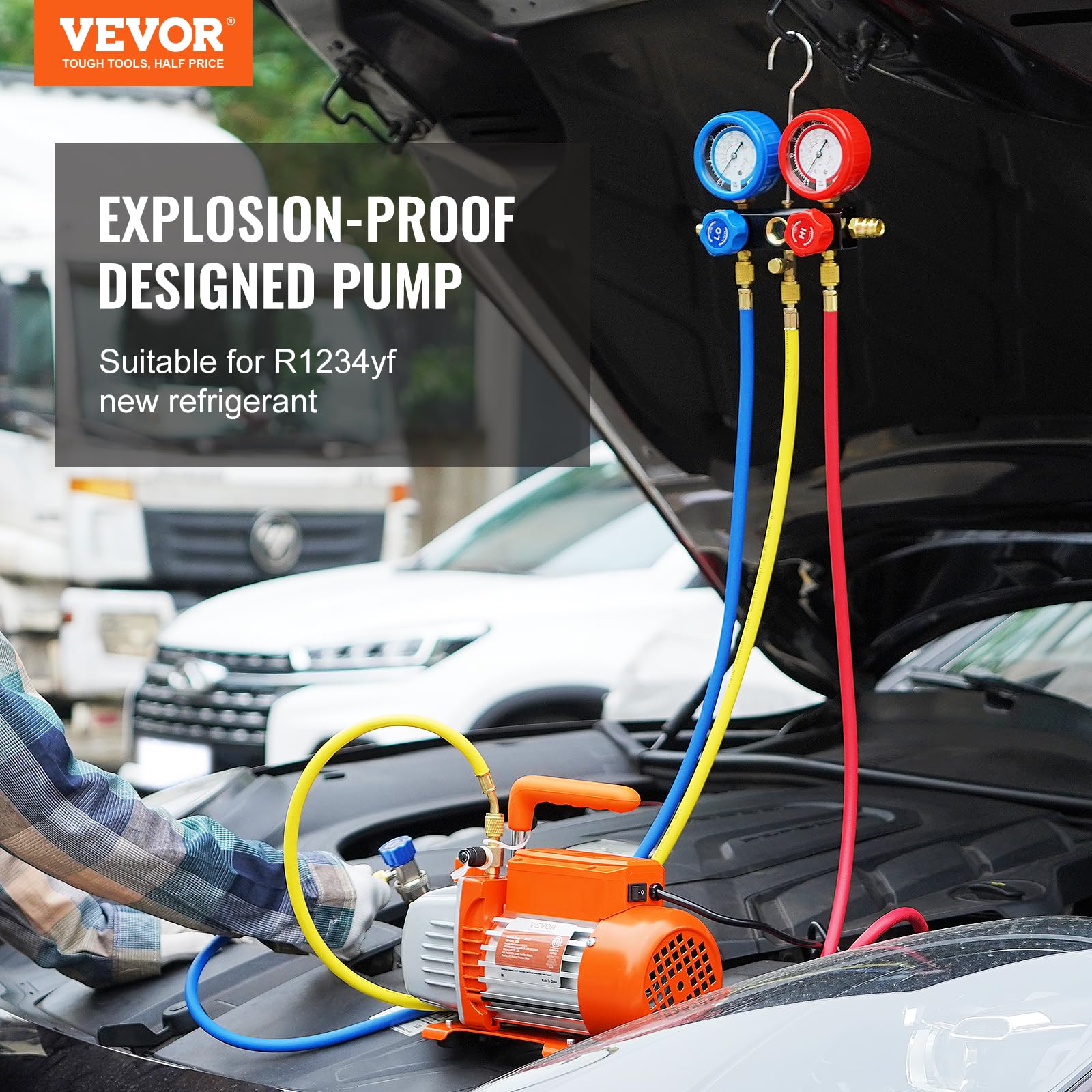 VEVOR Vakuumpumpe 100L/min Unterdruckpumpe 150W 220V, Klimaanlagen und Kfz-Kühlsysteme - Image 2