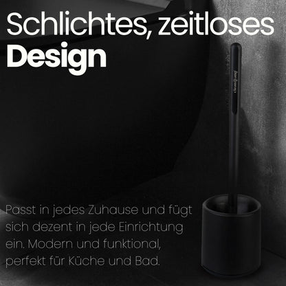 Cleangang® Toilettenbürste Schwarz Silikon mit Klobürstenhalter Set