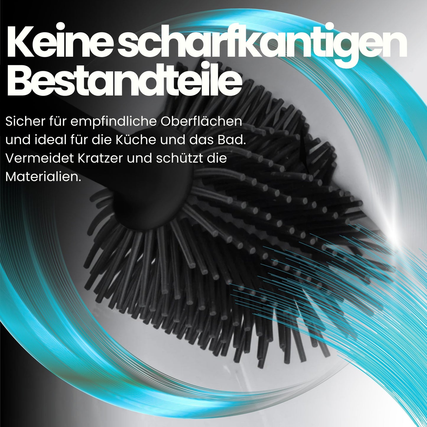 Cleangang® Toilettenbürste Schwarz Silikon mit Klobürstenhalter Set